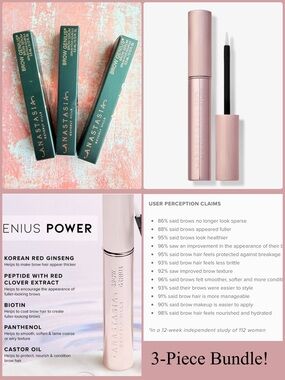 Anastasia Beverly Hills Brow Genius Brow Serum Full Size Bundle of 3 NWT BNIB